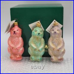 Christopher Radko 1997 Frosty Bears 97048 Glass Ornament Set of 3