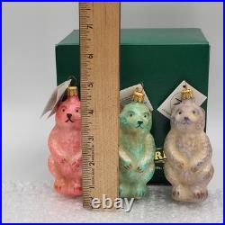 Christopher Radko 1997 Frosty Bears 97048 Glass Ornament Set of 3