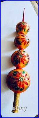 Christopher Radko 1997 GOLD WINTER BLOSSOM Finial Tree Topper with Poinsettias