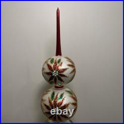 Christopher Radko 1997 NEW White Winter Blossom Finial Tree Topper Poinsettia 19