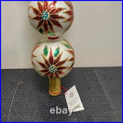 Christopher Radko 1997 NEW White Winter Blossom Finial Tree Topper Poinsettia 19