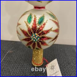 Christopher Radko 1997 NEW White Winter Blossom Finial Tree Topper Poinsettia 19