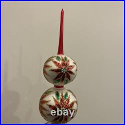 Christopher Radko 1997 NEW White Winter Blossom Finial Tree Topper Poinsettia 19
