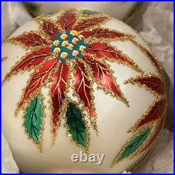 Christopher Radko 1997 NEW White Winter Blossom Finial Tree Topper Poinsettia 19