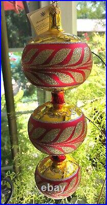 Christopher Radko 1997 Ornament Red And Gold Corinthian (12 Long)