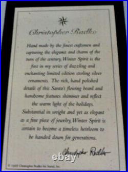 Christopher Radko 1997 WINTER SPIRIT Sterling Silver LTD ED Christmas Ornament