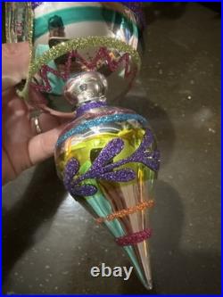 Christopher Radko 1998 Razzmataz Glass Ornament Teal, Vintage, 98-238-0