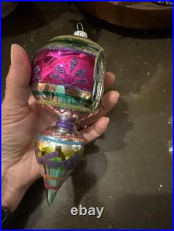 Christopher Radko 1998 Razzmataz Glass Ornament Teal, Vintage, 98-238-0