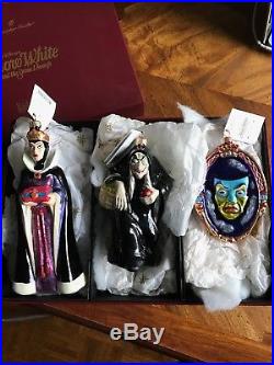 Christopher Radko 1998 Snow White Evil Queen, Hag & LE Mirror Ornament Box Set