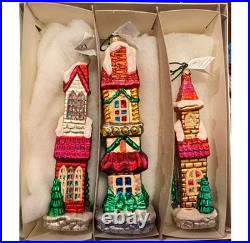 Christopher Radko 1998 Sugar Hill II Set (3) Snowy Houses Ltd Ed 4529/10,000