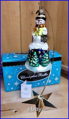 Christopher Radko 2000 SNOW BELL Retired Glass Christmas Ornament Snowman 7 in