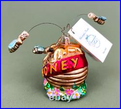 Christopher Radko 2002 May My Honey's Home Bee Hive Glass Christmas Ornament 4'