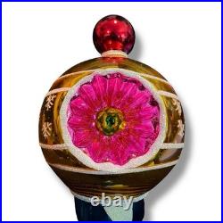 Christopher Radko 2002 Twirl & Swirl Yellow and Blue reflector drop