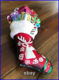 Christopher Radko 2003'Stuffings Stocked' Reindeer Stocking Ornament Rare
