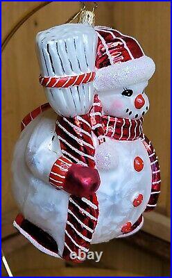 Christopher Radko 2006 Jolly Jelly Roll Glass Christmas Ornament Snowman 5.5 in