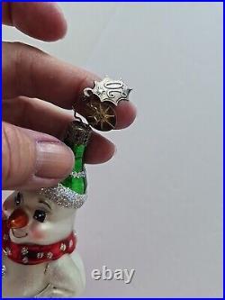 Christopher Radko 20th Anniversary Glass Snow Go Bouncer 9 Snowman Ornament