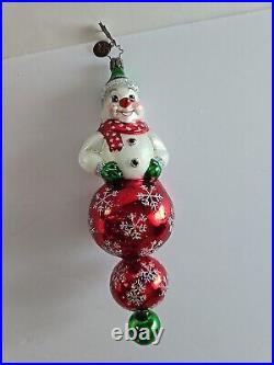 Christopher Radko 20th Anniversary Glass Snow Go Bouncer 9 Snowman Ornament