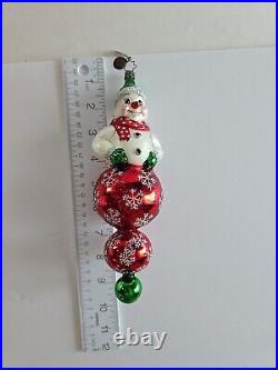 Christopher Radko 20th Anniversary Glass Snow Go Bouncer 9 Snowman Ornament