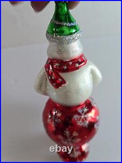 Christopher Radko 20th Anniversary Glass Snow Go Bouncer 9 Snowman Ornament