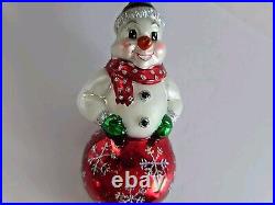 Christopher Radko 20th Anniversary Glass Snow Go Bouncer 9 Snowman Ornament