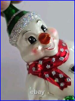 Christopher Radko 20th Anniversary Glass Snow Go Bouncer 9 Snowman Ornament