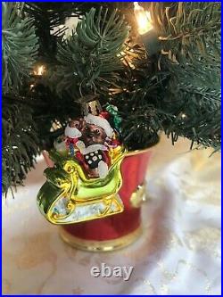 Christopher Radko 27 Imitation Christmas Tree, Red Base & 14 Ornaments! X-rare