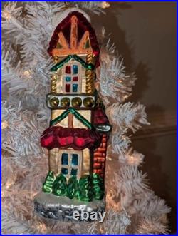 Christopher Radko #724/10,000 Polish Blown Glass Tall House Ornament 12