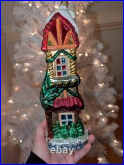 Christopher Radko #724/10,000 Polish Blown Glass Tall House Ornament 12
