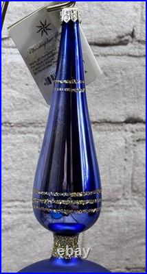 Christopher Radko 86-016-1 Blue Jewel Reflector Spire Finial Glass 10 AS IS