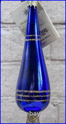 Christopher Radko 86-016-1 Blue Jewel Reflector Spire Finial Glass 10 AS IS
