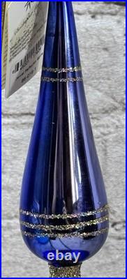 Christopher Radko 86-016-1 Blue Jewel Reflector Spire Finial Glass 10 AS IS