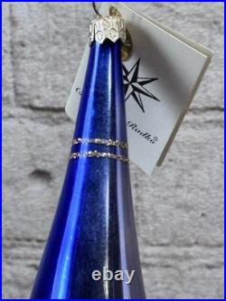 Christopher Radko 86-016-1 Blue Jewel Reflector Spire Finial Glass 10 AS IS