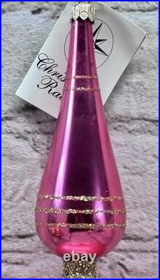 Christopher Radko 86-016-1 Spire Finial Pink Gold Glass 9.5 Germany Rare READ