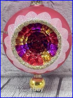 Christopher Radko 86-016-1 Spire Finial Pink Gold Glass 9.5 Germany Rare READ