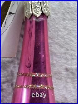 Christopher Radko 86-016-1 Spire Finial Pink Gold Glass 9.5 Germany Rare READ