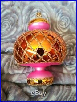 Christopher Radko 93-302-0 Jumbo Spintops Blown Glass Christmas Ornament 6 1/2