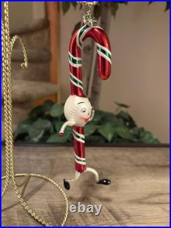 Christopher Radko A Dash of Mint Googly Eye Candy Cane Blown Glass Ornament