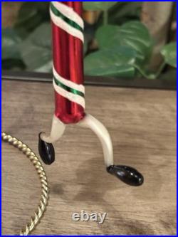 Christopher Radko A Dash of Mint Googly Eye Candy Cane Blown Glass Ornament