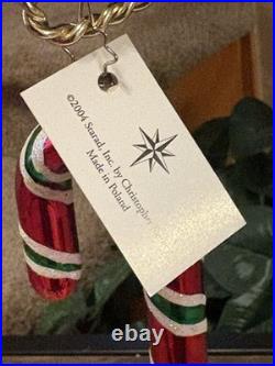 Christopher Radko A Dash of Mint Googly Eye Candy Cane Blown Glass Ornament