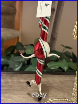 Christopher Radko A Dash of Mint Googly Eye Candy Cane Blown Glass Ornament