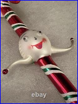 Christopher Radko A Dash of Mint Googly Eye Candy Cane Blown Glass Ornament