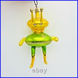 Christopher Radko Alien Space Buddy Ornament Green & Yellow