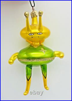 Christopher Radko Alien Space Buddy Ornament Green & Yellow