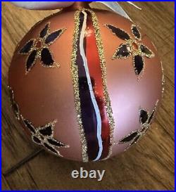 Christopher Radko Alpine Blush Salmon Colored Round Ball Christmas Ornament
