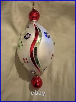 Christopher Radko Alpine Flowers Tear Drop Christmas Ornament Vintage