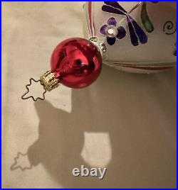 Christopher Radko Alpine Flowers Tear Drop Christmas Ornament Vintage