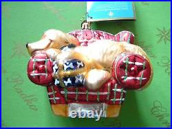 Christopher Radko Armchair Dog Glass Ornament