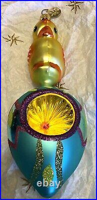 Christopher Radko Baby Duck with Reflector Egg Ornament Rare One Of a Kind