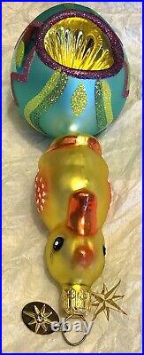 Christopher Radko Baby Duck with Reflector Egg Ornament Rare One Of a Kind