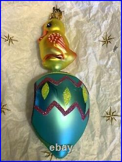 Christopher Radko Baby Duck with Reflector Egg Ornament Rare One Of a Kind